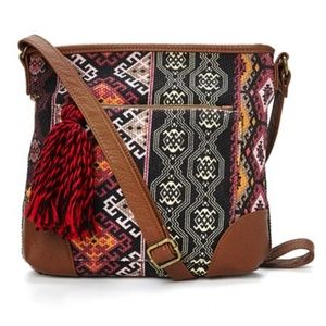 Cognac Geometic Crossbody Bag